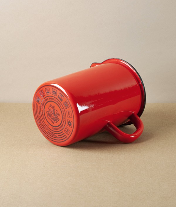 Hungarian Enamel Measuring Jug, Red