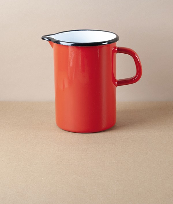 Hungarian Enamel Measuring Jug, Red