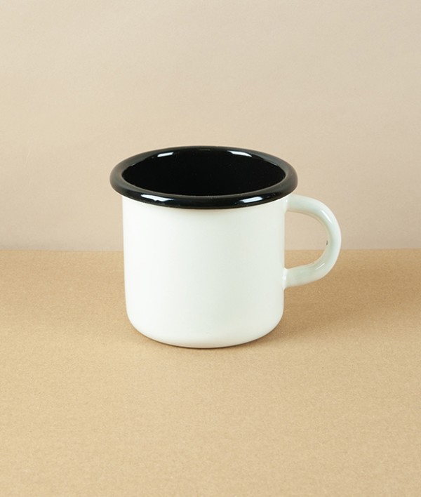 Ukrainian Enamel Mug 0.4l, Cream/ Black