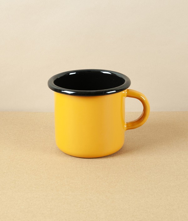 Ukrainian Enamel Mug 0.4l, Yellow/ Black