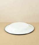 Ukrainian Enamel Deep Plate, Cream, 24cm
