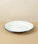 Ukrainian Enamel Deep Plate, Cream, 24cm