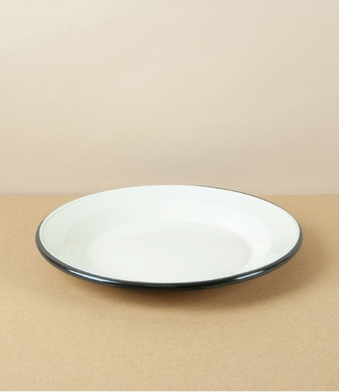 Ukrainian Enamel Deep Plate, Cream, 24cm