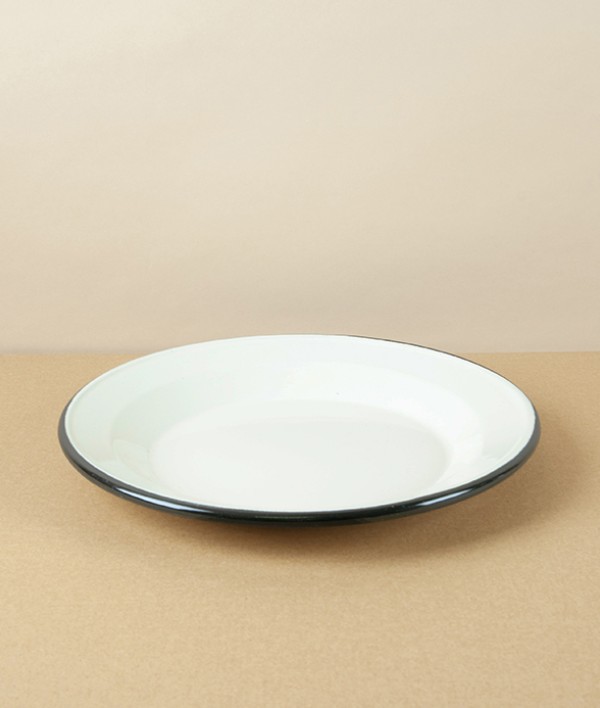 Ukrainian Enamel Deep Plate, Cream, 24cm