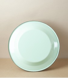 Ukrainian Enamel Deep Plate, 24cm, Light Green