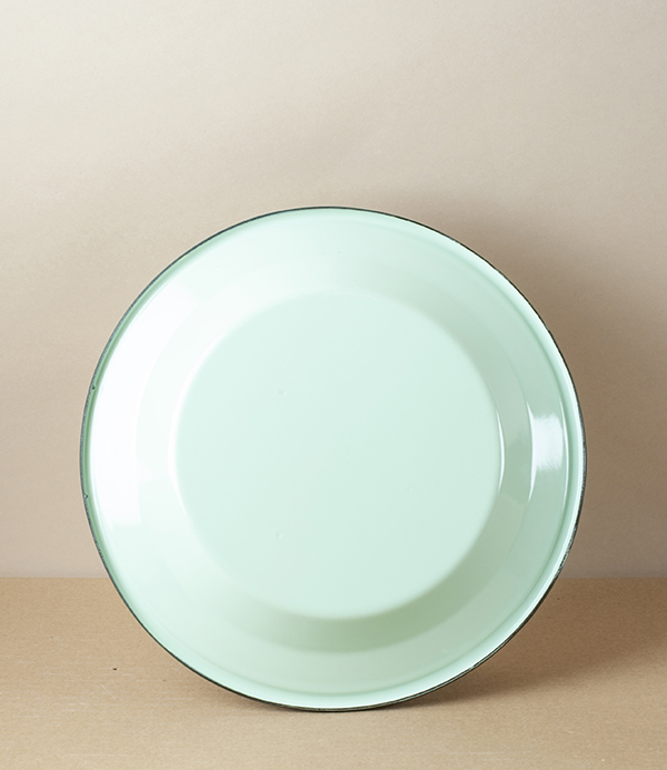 Ukrainian Enamel Deep Plate, 24cm, Light Green