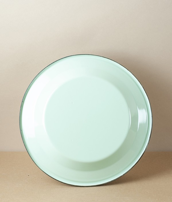 Ukrainian Enamel Deep Plate, 24cm, Light Green