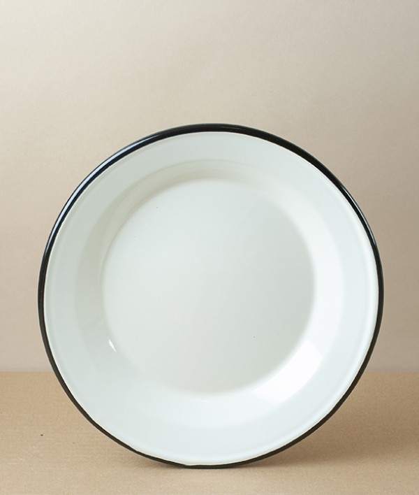 Ukrainian Enamel Deep Plate, 24cm, Light Green