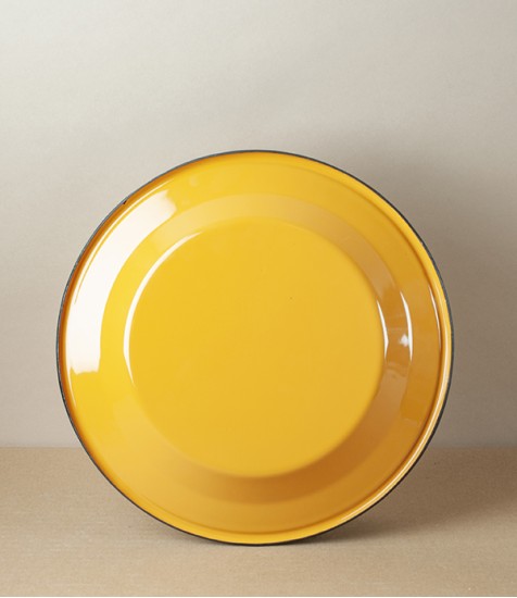 Ukrainian Enamel Deep Plate, 24cm, Yellow