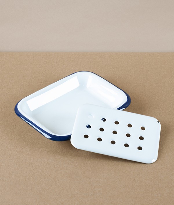 Enamel Soap Dish with Drainer Tray
