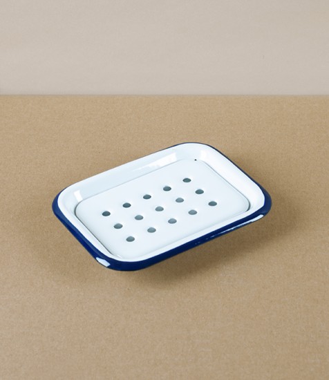 Enamel Soap Dish with Drainer Tray