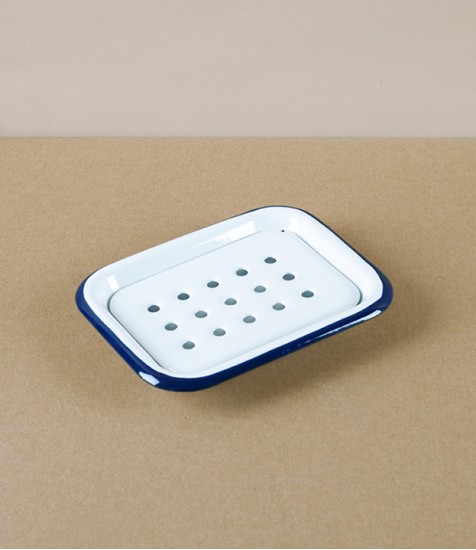 Enamel Soap Dish with Drainer Tray