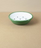 Enamel Circular Soap Dish with Drainer, Green