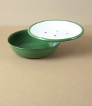 Enamel Circular Soap Dish with Drainer, Green