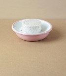Enamel Circular Soap Dish with Drainer, Pink