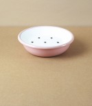 Enamel Circular Soap Dish with Drainer, Pink