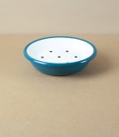 Enamel Circular Soap Dish with Drainer, Blue