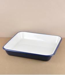 English Enamel Roasting Pan, Large, Indigo