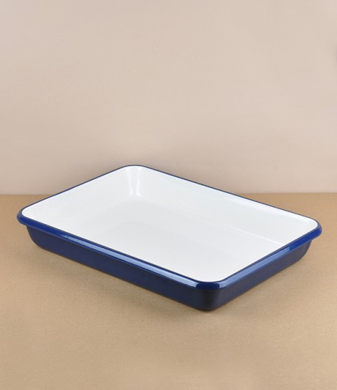 English Enamel Roasting Pan, Medium, Indigo