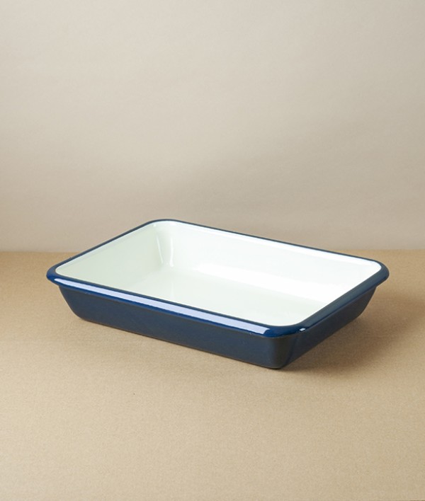 English Enamel Roasting Pan, Small, Indigo