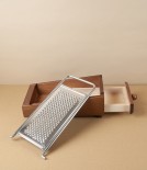 Cheese Grater with Tray, Stainless Steel & Beechwood