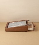 Cheese Grater with Tray, Stainless Steel & Beechwood
