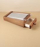 Cheese Grater with Tray, Stainless Steel & Beechwood