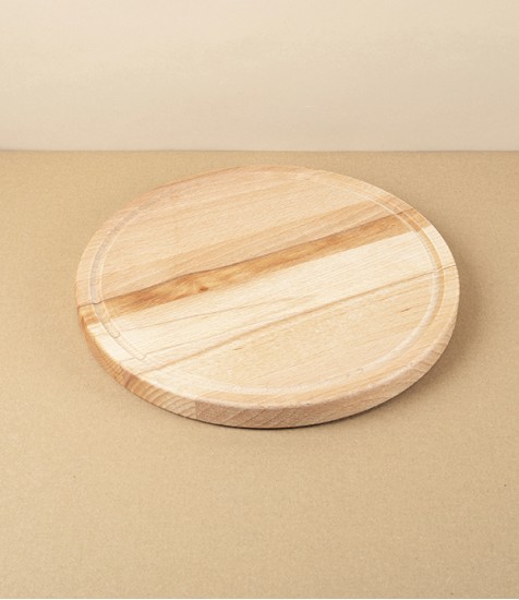 Italian Round Cutting Board with Juice Groove, Beech Heartwood 