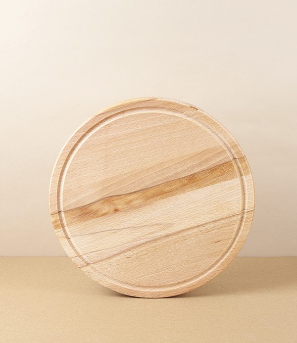 Italian Round Cutting Board with Juice Groove, Beech Heartwood 