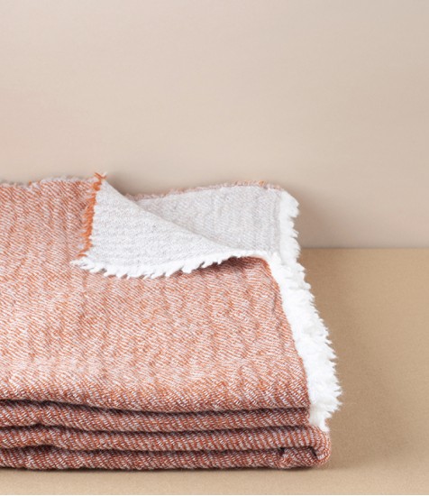 Finnish Double-Sided Wool Blanket, Cinnamon & Beige