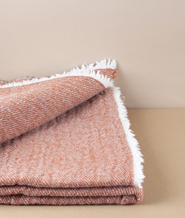 Finnish Double-Sided Wool Blanket, Cinnamon Beige