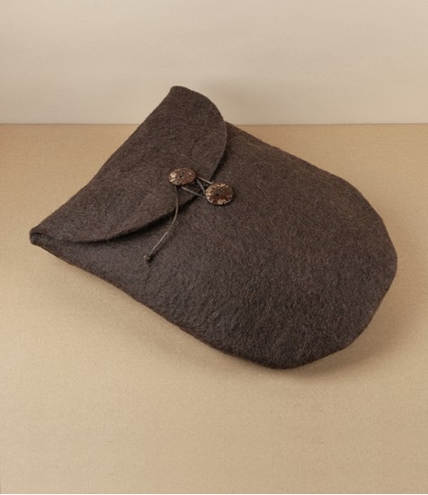Hand Made Felted Wool Yutanpo Cover, Umber