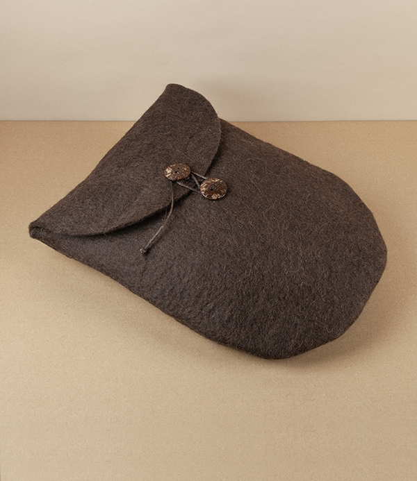 Hand Made Felted Wool Yutanpo Cover, Umber