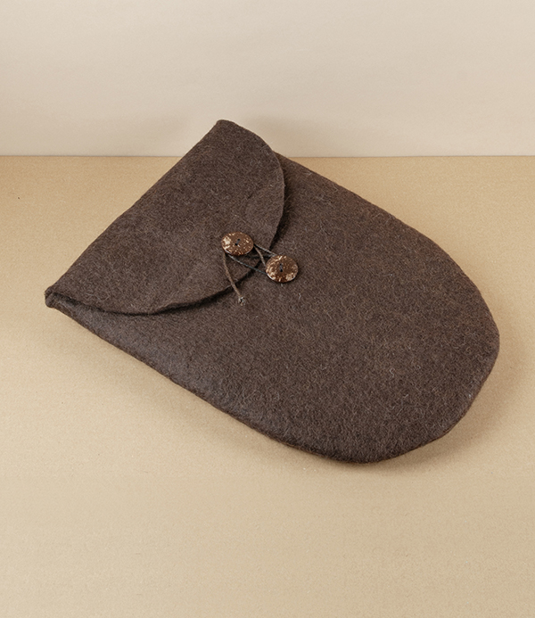 Hand Made Felted Wool Yutanpo Cover, Umber