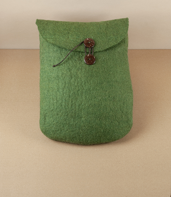 Hand Made Felted Wool Yutanpo Cover, Moss