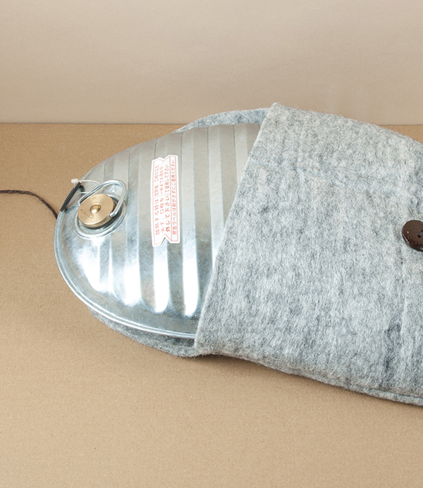 Hand Made Felted Wool Yutanpo Cover, Grey
