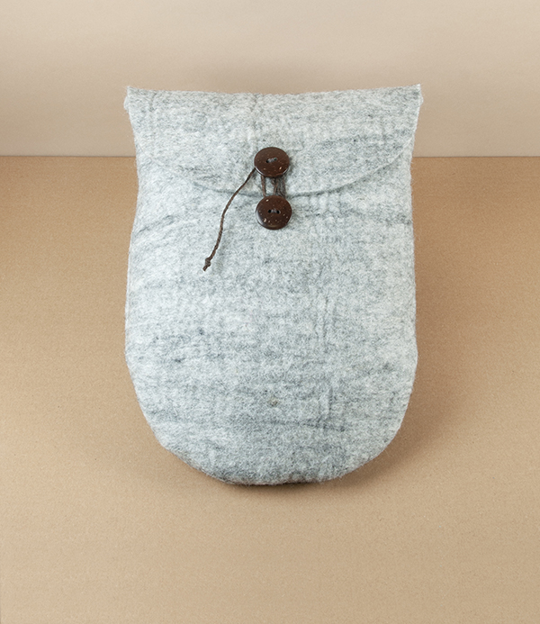 Hand Made Felted Wool Yutanpo Cover, Grey