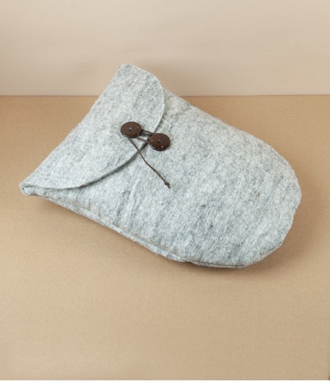 Hand Made Felted Wool Yutanpo Cover, Grey