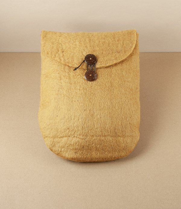 Hand Made Felted Wool Yutanpo Cover, Ochre