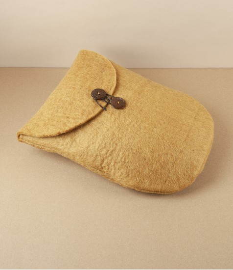 Hand Made Felted Wool Yutanpo Cover, Ochre