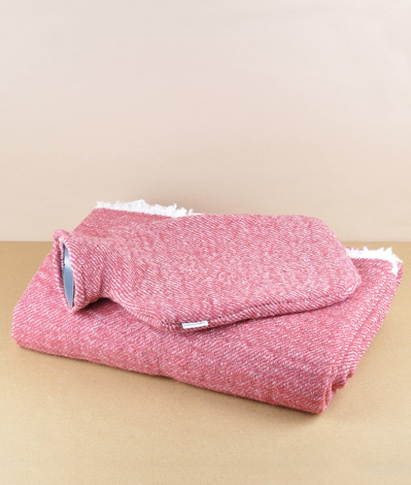 Finnish wool hot water bottle, Lingonberry