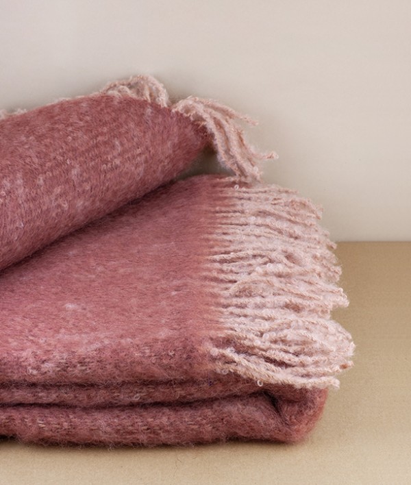 Mohair & wool blanket, Powder Maroon