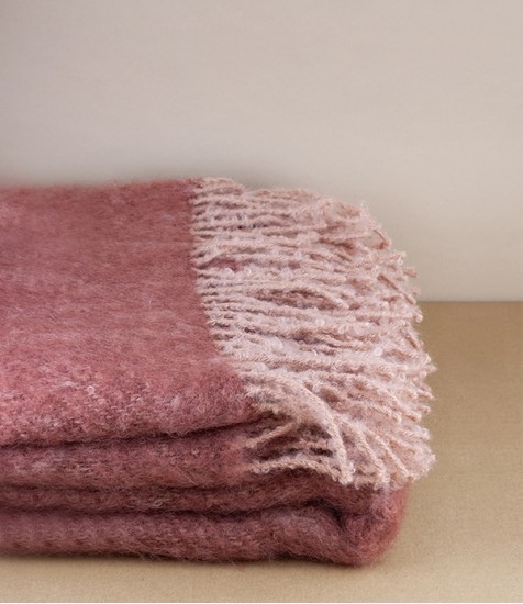 Mohair & wool blanket, Powder Maroon