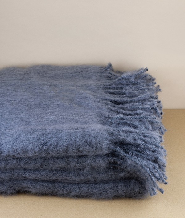 Mohair & wool blanket, Smoke