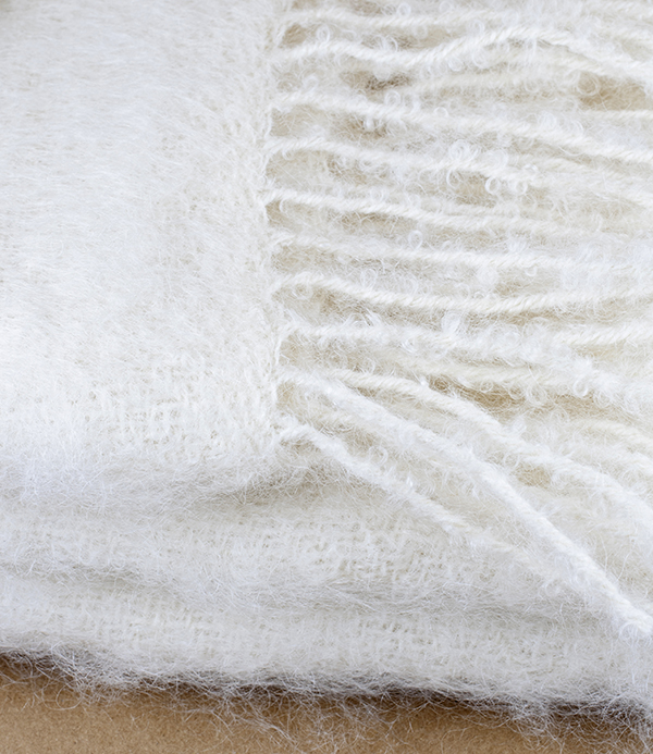 Mohair & Wool Blanket, White