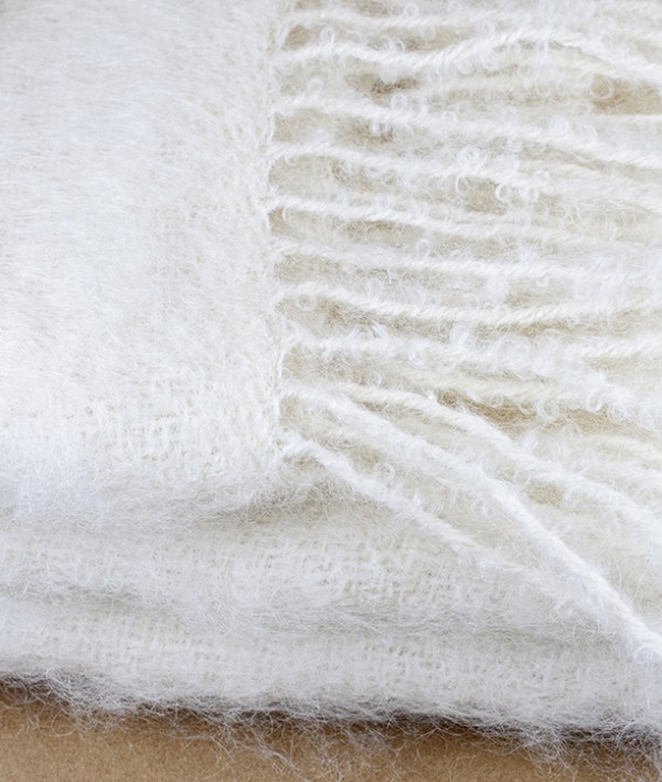 Mohair & Wool Blanket, White