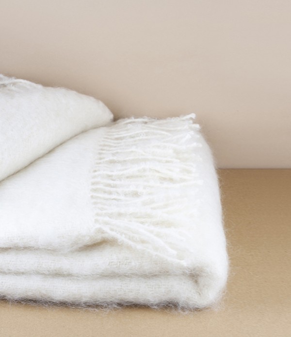 Mohair & Wool Blanket, White