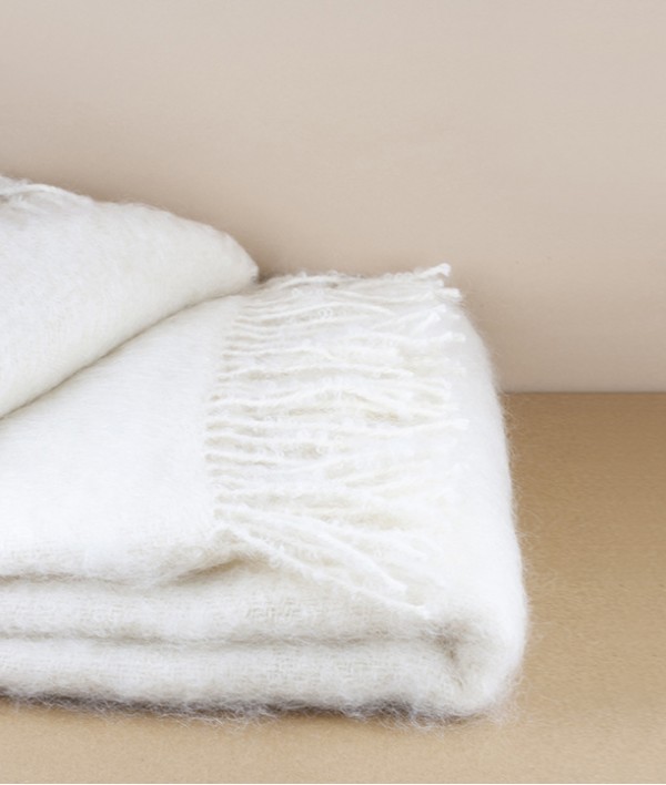 Mohair & Wool Blanket, White