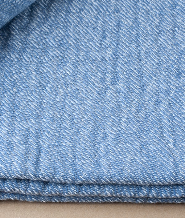 Finnish Double-Sided Wool Blanket, Blue & Beige