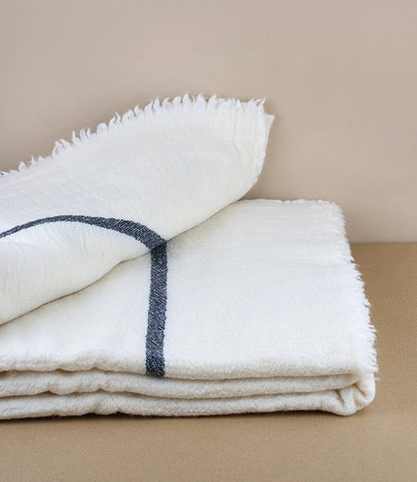 Finnish Merino & New Wool Blanket, with Stripe